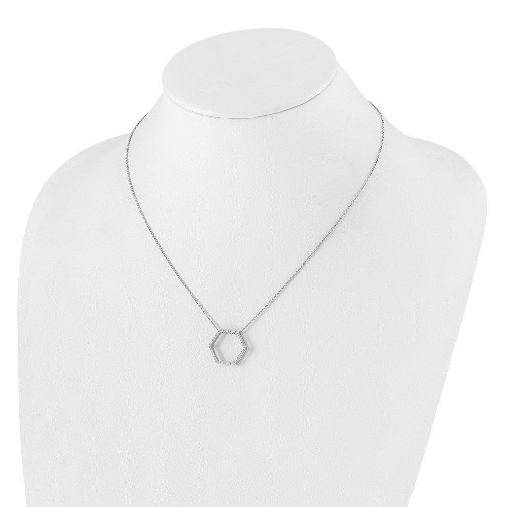 True Origin 14k White Gold 1/4 carat Lab Grown Diamond VS DEF 18 inch Hexagon Necklace
