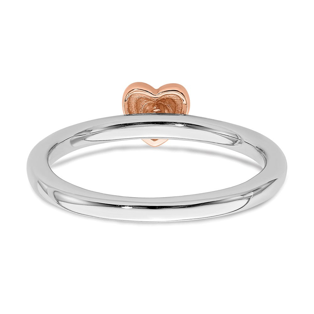 Sterling Silver/Rose Gold-plated Stackable Expressions Diamond Heart Ring Size -5