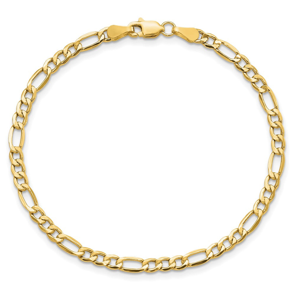10k 3.5mm  CUT Semi-Solid Figaro  Length = 5.75 Inch  Lobster Clasp