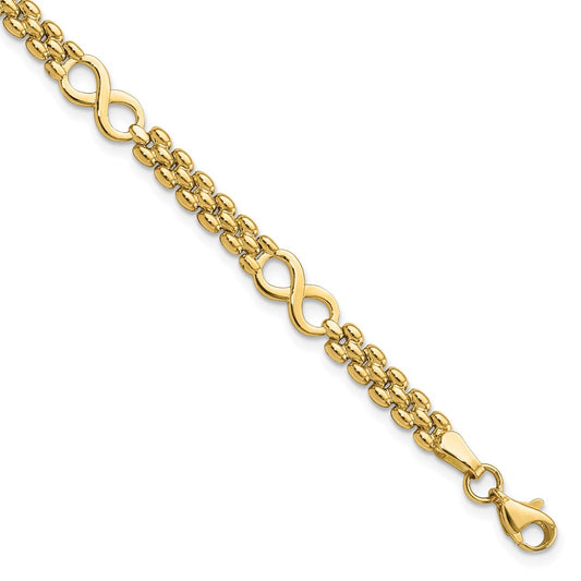 14K Polished Infinity and Fancy Link 7.5in Bracelet 7.5  inches