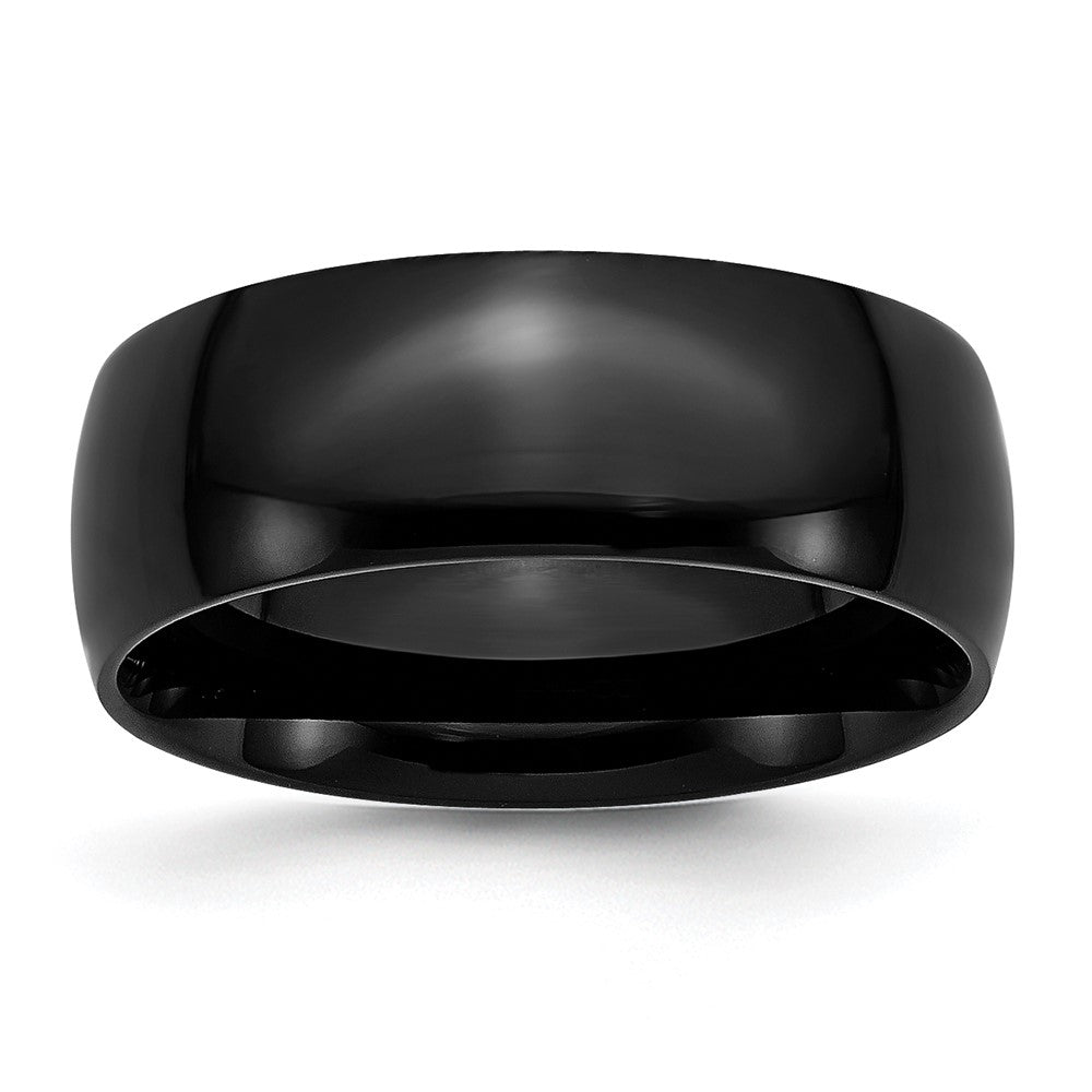 Stainless Steel 8mm Black IP-plated Polished Band Size - 10