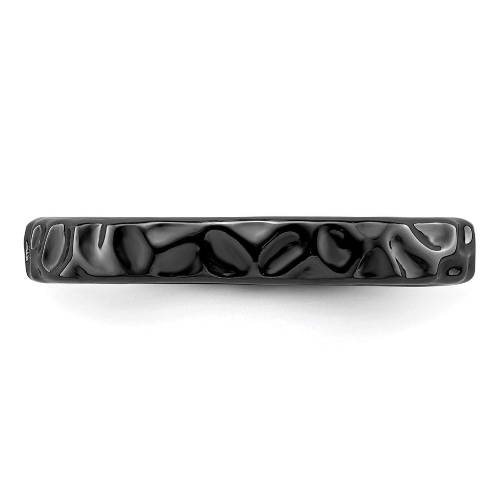Sterling Silver Stackable Expressions Black-plated Ring Size -7