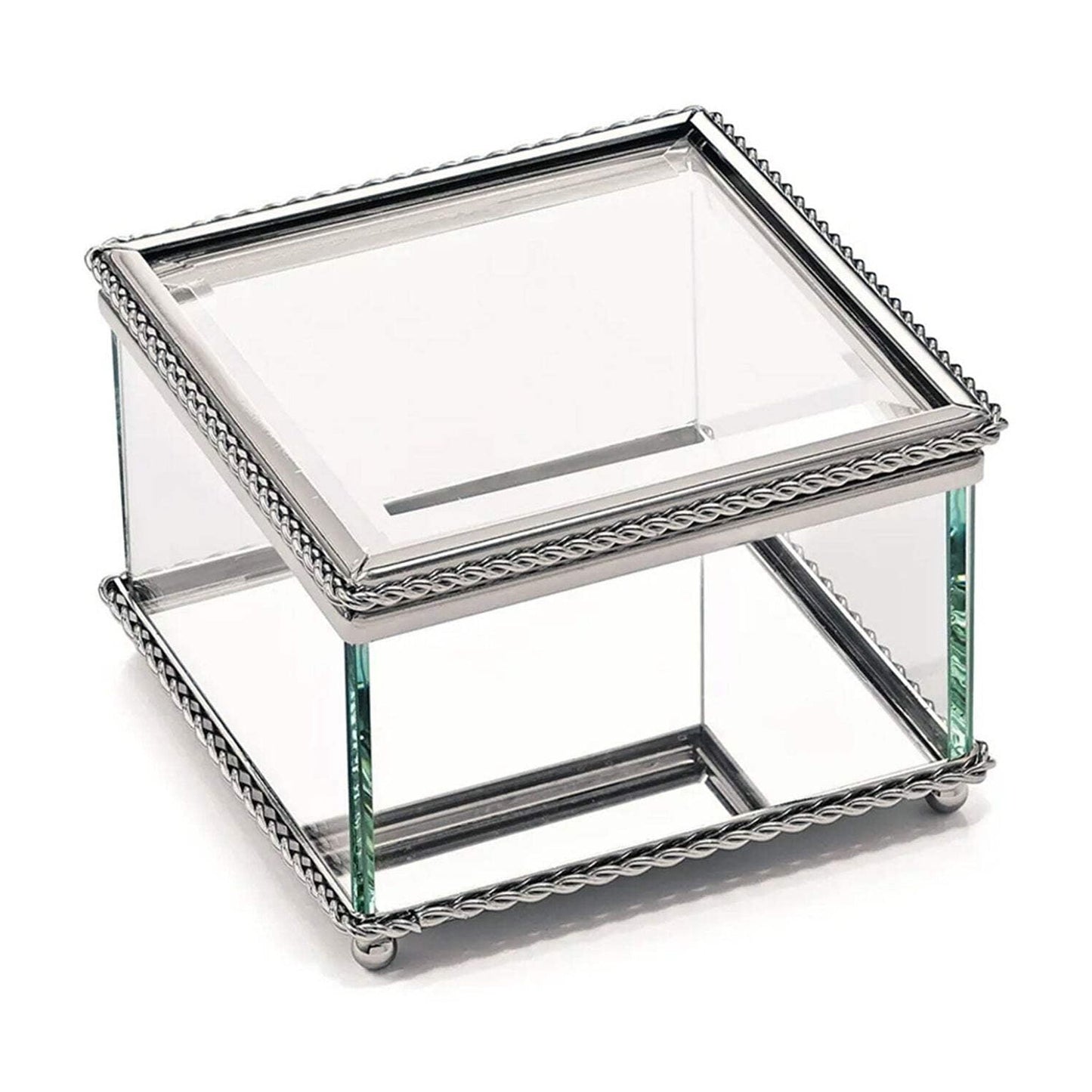 Contemporary Home Living 3.75" Square Transparent Glass Hinged Box