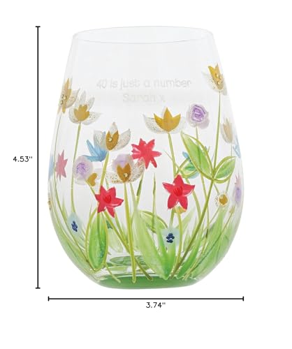 Enesco Lolita Field of Dreams Stemless Glass, 4.53 Inch, Multicolor, 20 oz