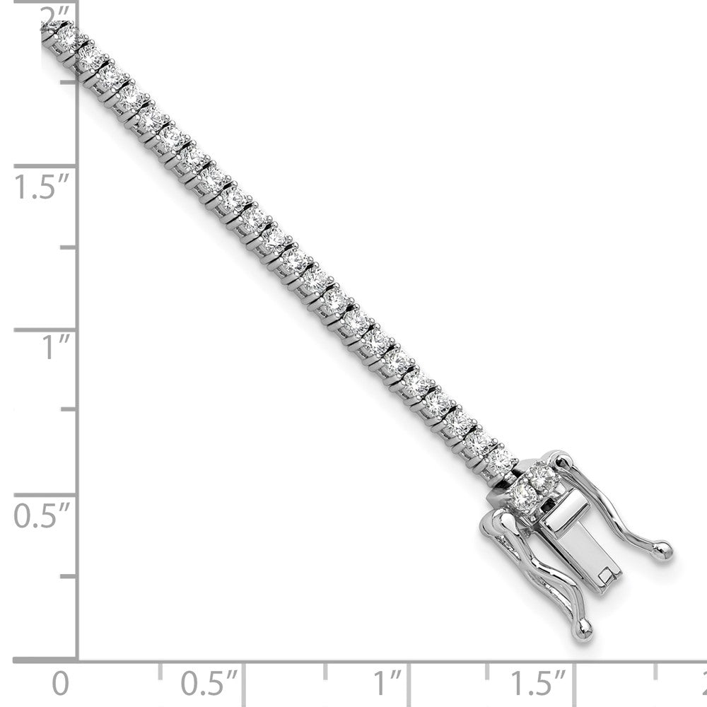 Cheryl M Sterling Silver Rhodium-plated Polished CZ with Safety Clasp Tennis Bracelet 7.25 inches