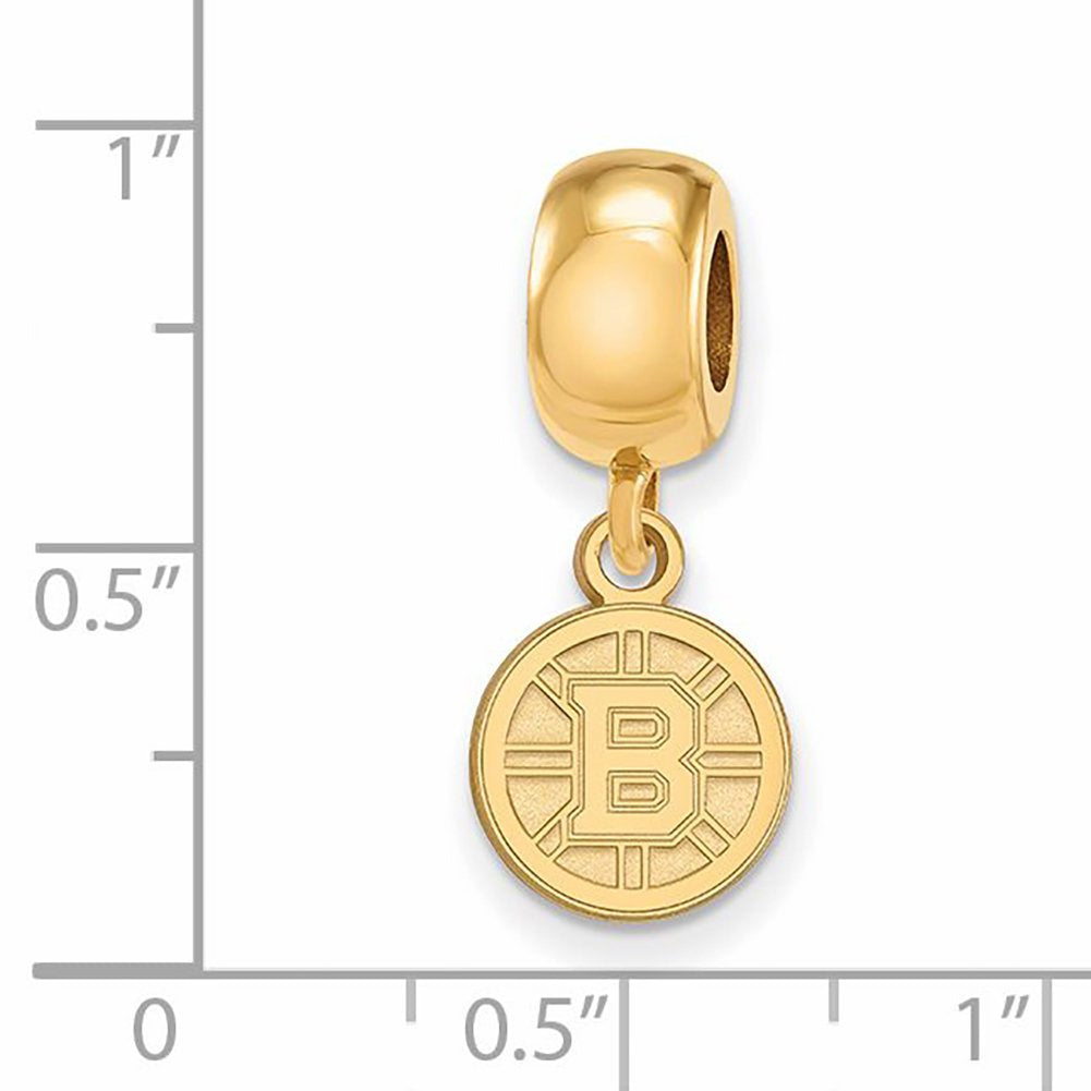 Sterling Silver Gold-plated NHL LogoArt Boston Bruins Dangle Bead