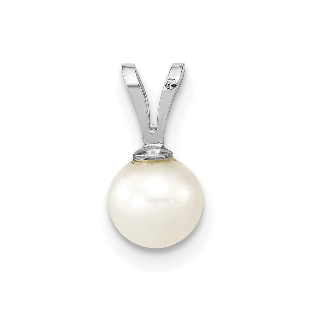 10k White Gold 5-6mm White Round Freshwater Cultured Pearl Pendant
