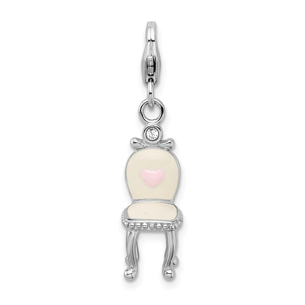 Amore La Vita Sterling Silver Rhodium-plated Polished 3-D Enameled Vanity Chair Charm with Fancy Lobster Clasp