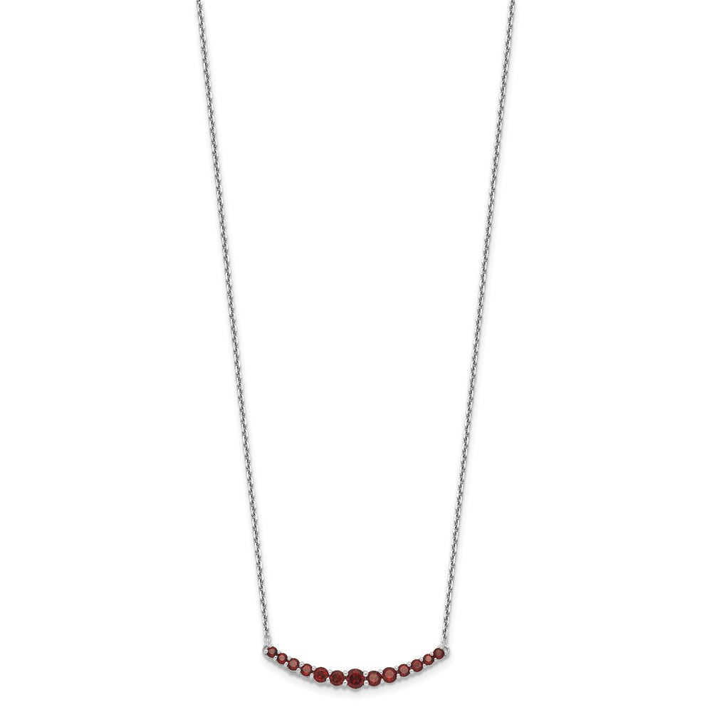 Sterling Silver Rhodium-plated Garnet Pendant w/Necklace 18 Inches