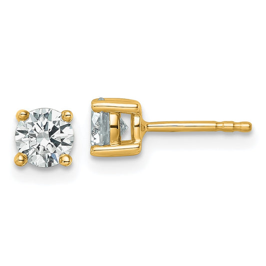 14k Yellow Gold 3/4 ctw Lab Grown Diamond VS/SI+ G+ Round 4 Prong Heavy Wt. Stud Earrings