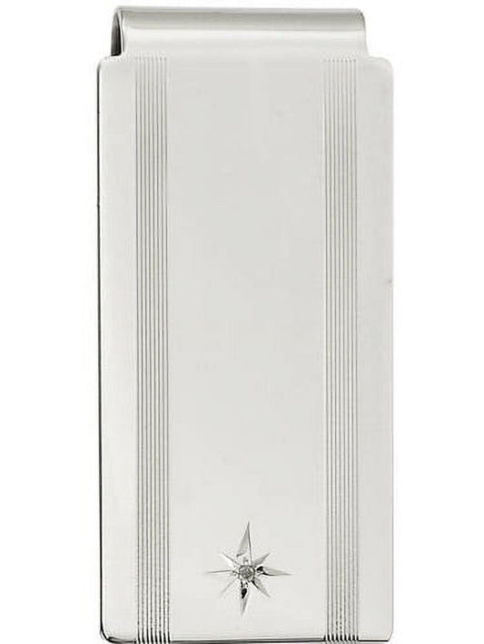Primal Rhodium-plated Kelly Waters Star .001ct Diamond Hinged Money Clip