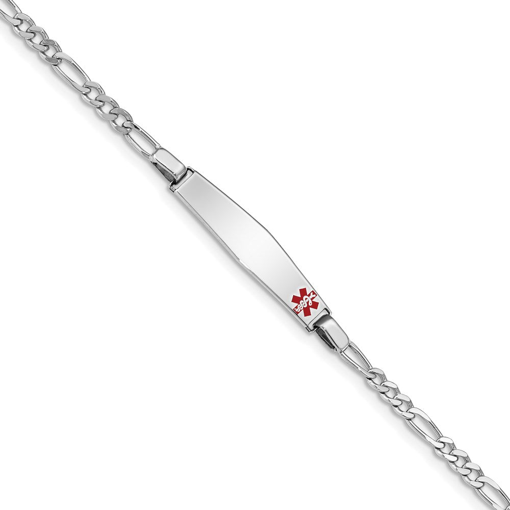 Sterling Silver Rhodium-plated Medical ID Figaro Link Bracelet 7 inches