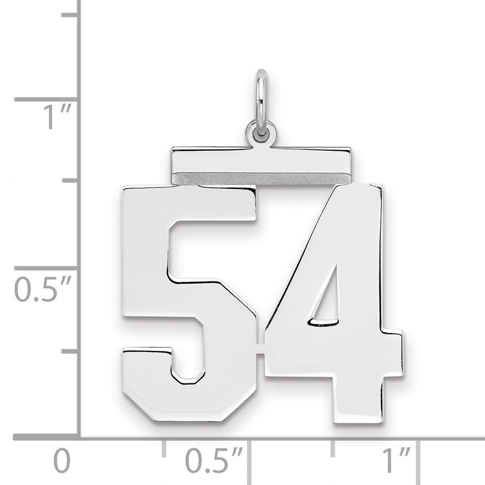 Sterling Silver/Rhodium-plated Polished Number 54 Charm