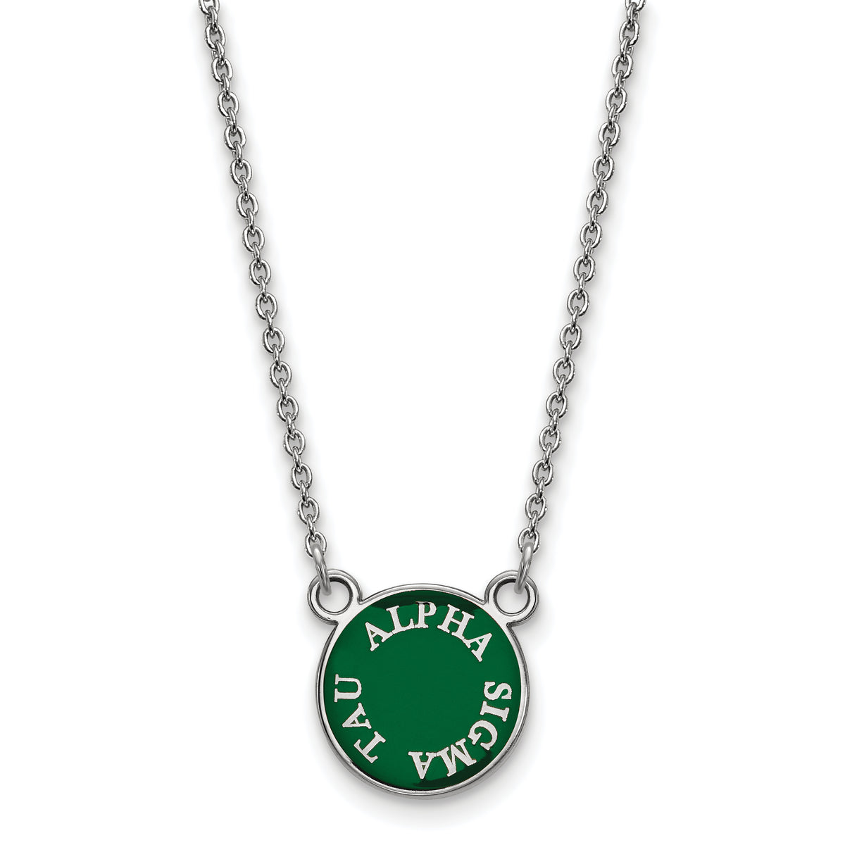 LogoArt Sterling Silver Alpha Sigma Tau Extra Small Enameled Pendant Necklace With 18 Inch