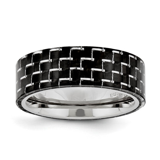 Stainless Steel 8MM Black Carbon Fiber Band