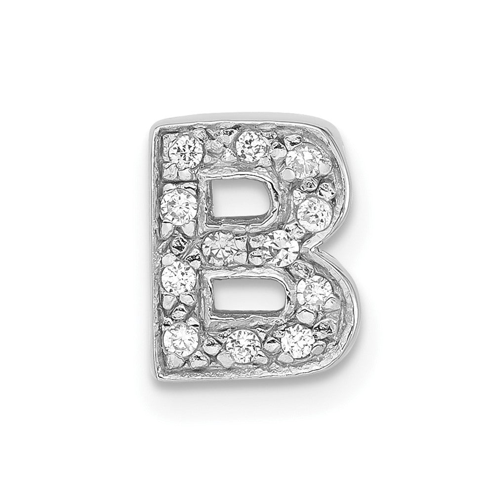 Sterling Silver Polished CZ Initial B Slide