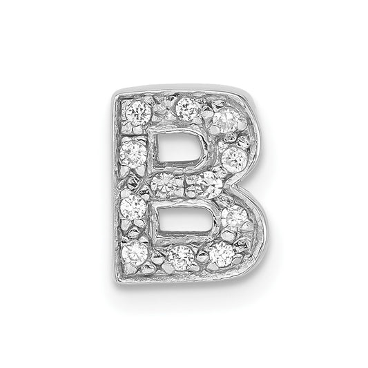 Sterling Silver Polished CZ Initial B Slide