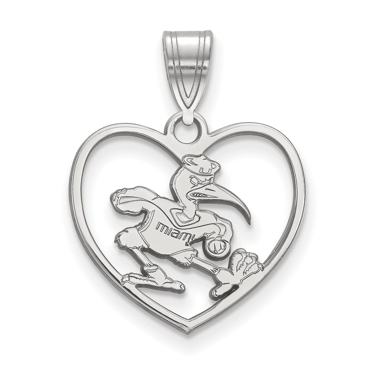 Women's Miami Hurricanes Sterling Silver Mascot Heart Pendant