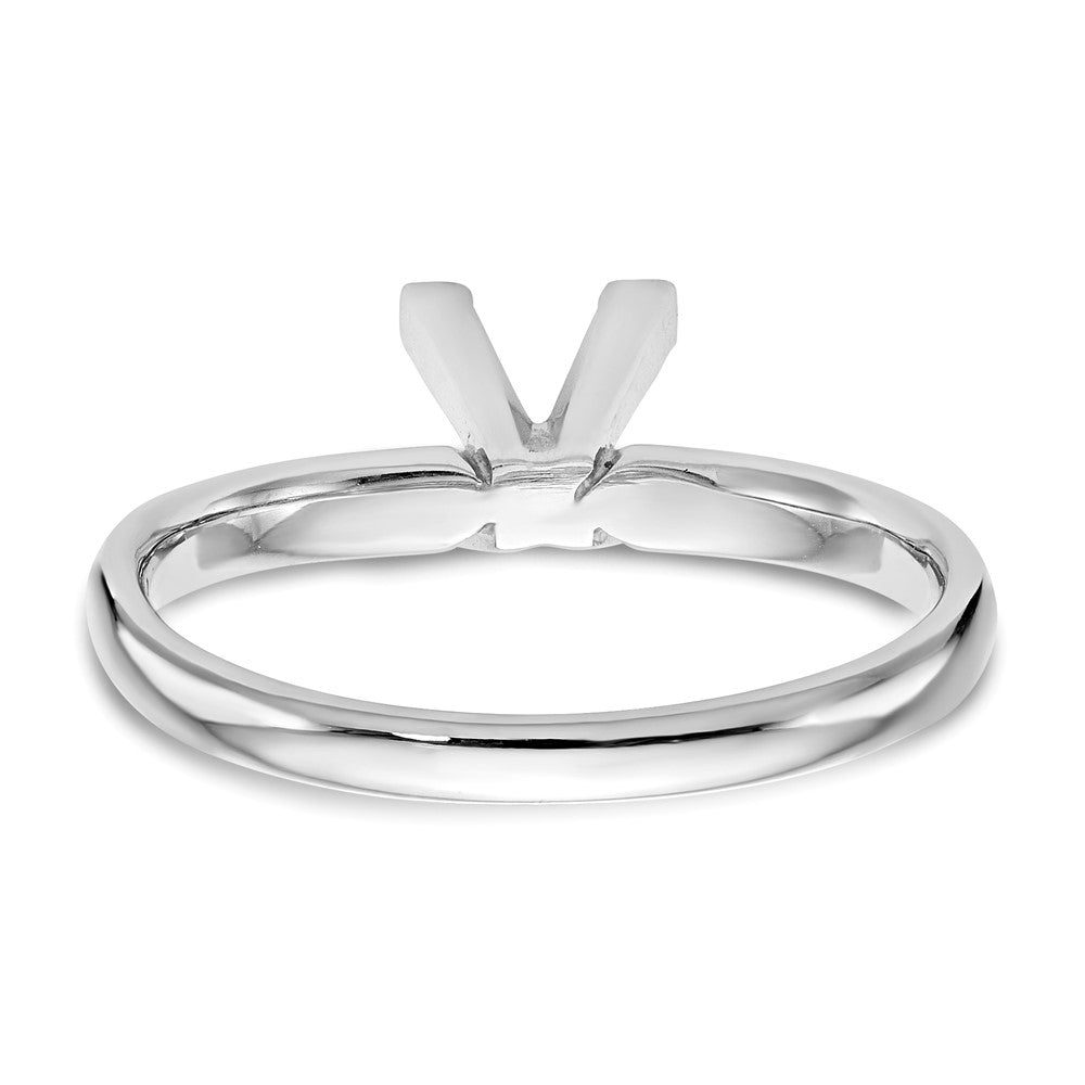 14k White Gold 6.5mm Medium-Weight Comfort-Fit V-End Princess Solitaire Ring Mounting