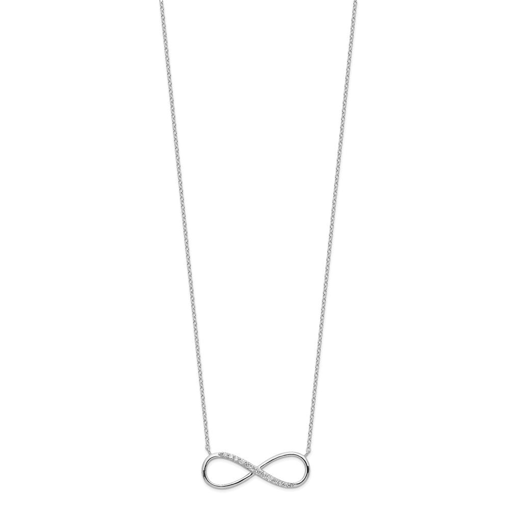 Sterling Silver Rhodium-plated with CZ Infinity w/ 2 IN EXT Necklace 16 Inches