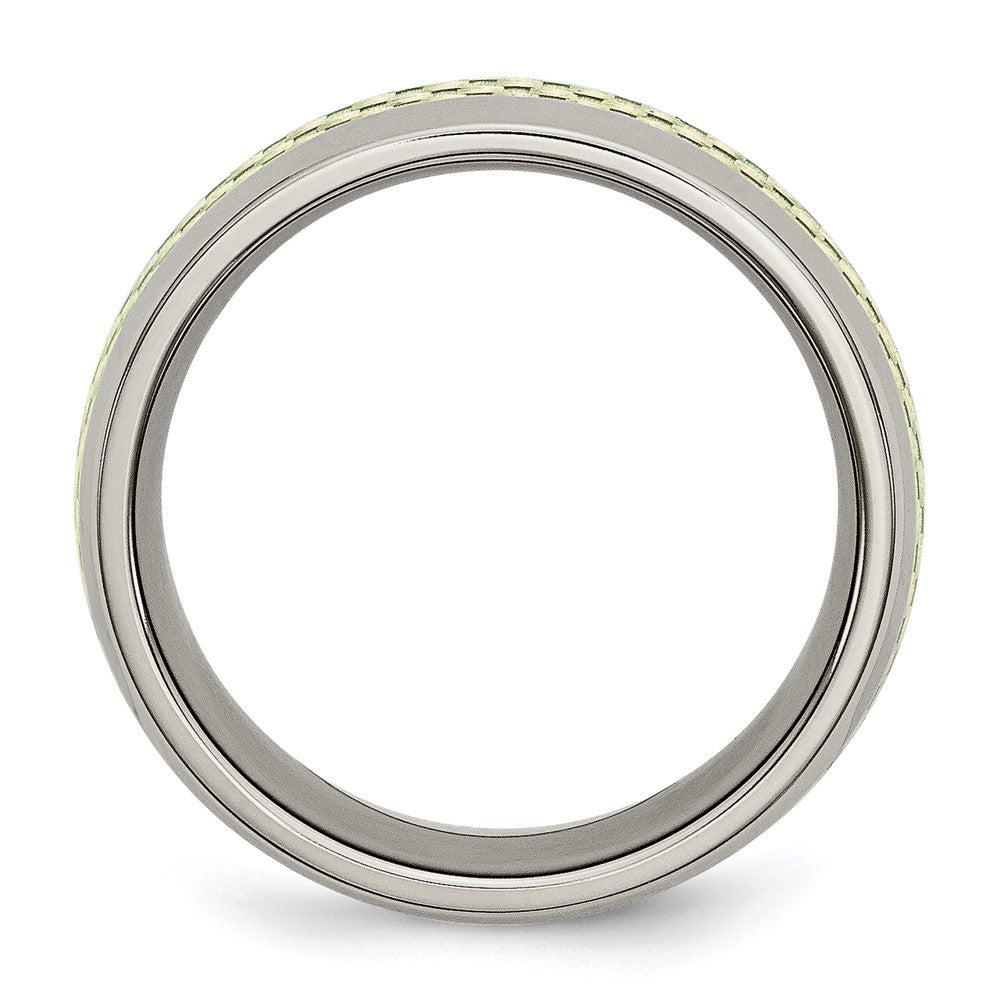 Stainless Steel Polished w/ Yellow Carbon Fiber Inlay 8mm Band