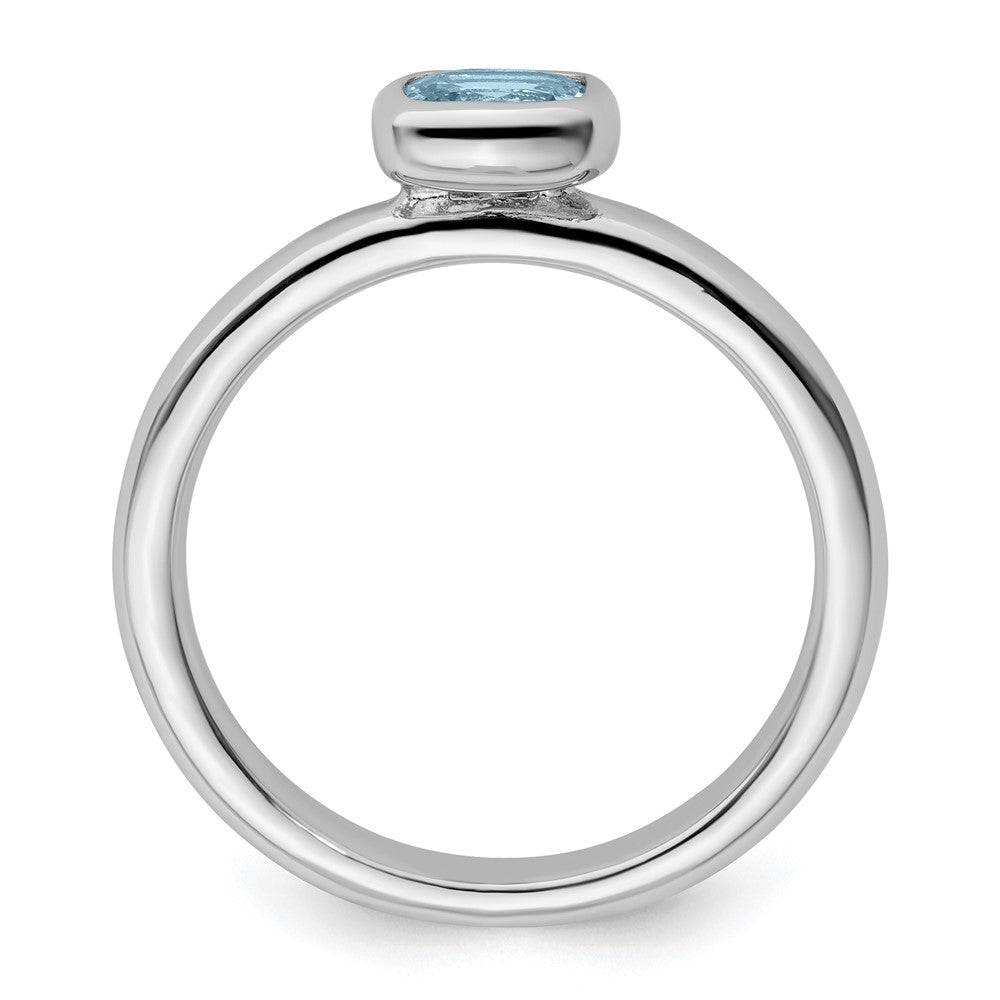 Sterling Silver Stackable Expressions Cushion Cut Aquamarine Ring Size -7