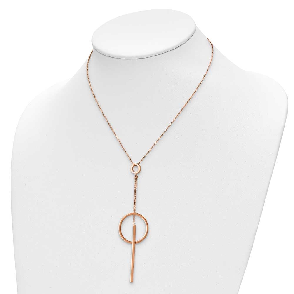 Stainless Steel Polished Rose IP-plated Circle Dan