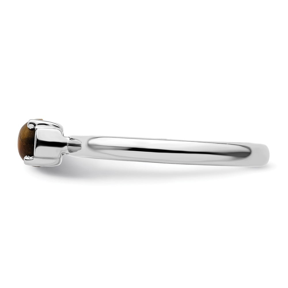 Sterling Silver Stackable Expressions Tigers Eye Rhodium-plated Ring Size -9