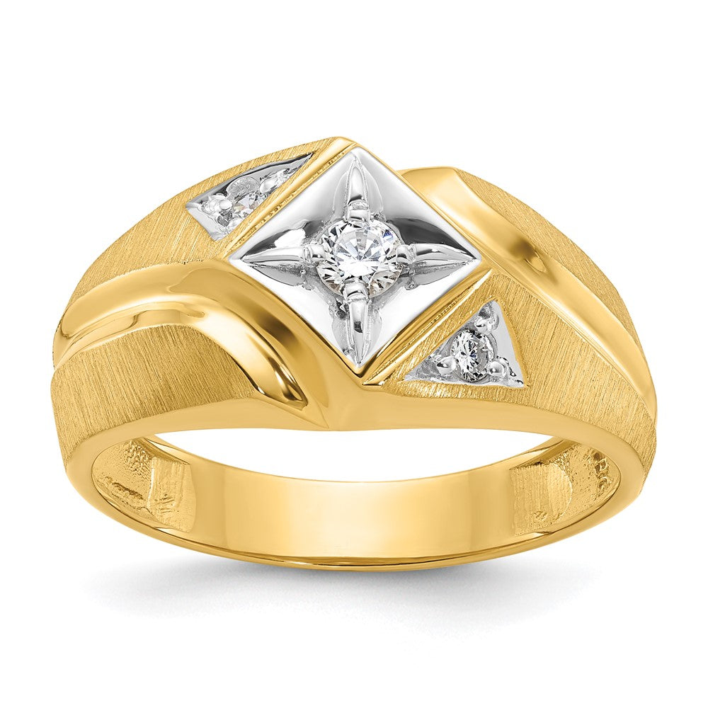 14k with White Rhodium IBGoodman Men's Satin 1/5 carat Diamond Complete Ring