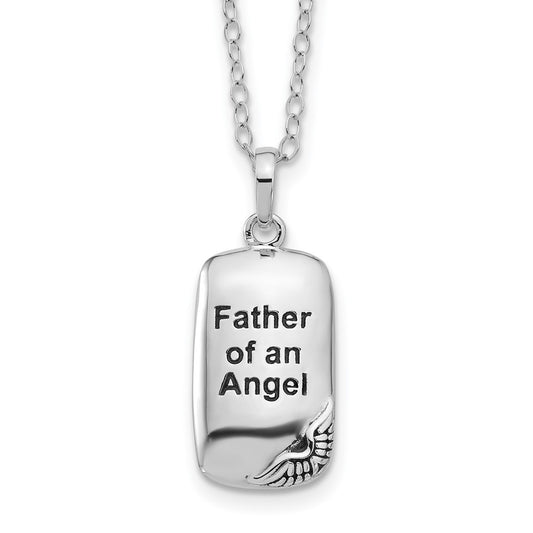 Sentimental Expressions Sterling Silver Rhodium-plated Antiqued Father of an Angel Ash Holder 18 Inch Necklace 18 Inches