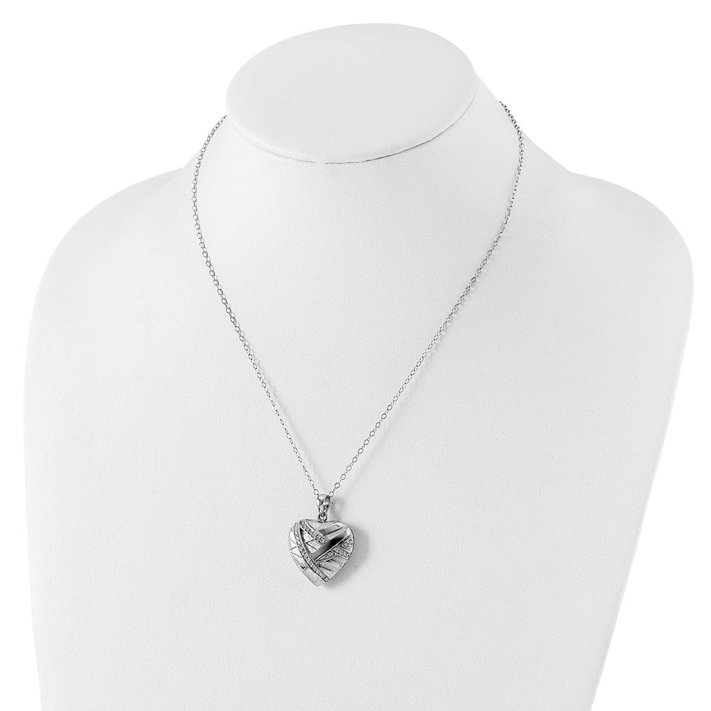 Sentimental Expressions Sterling Silver CZ Bandaged Heart Ash Holder 18 Inch Necklace 18 Inches