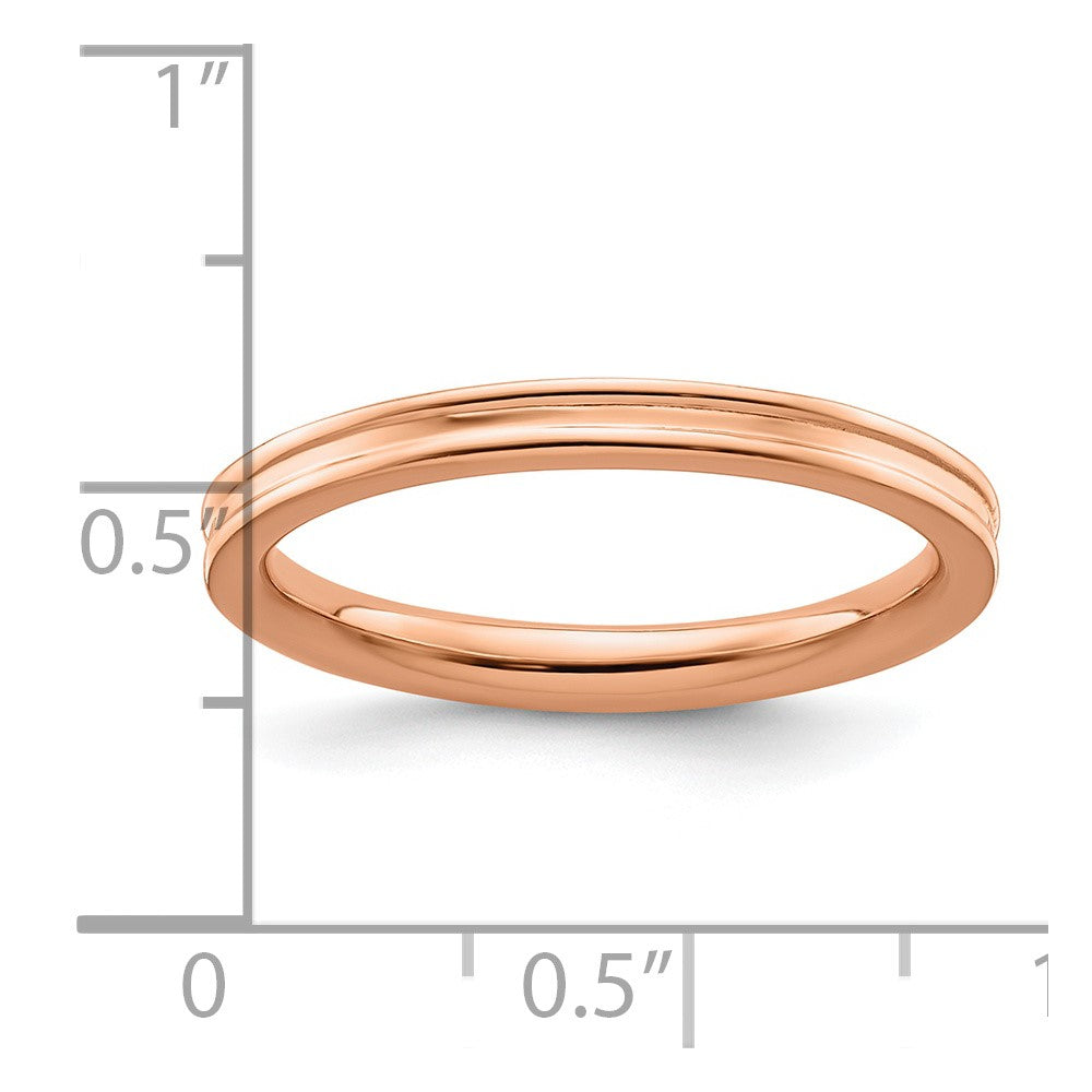 Sterling Silver Stackable Expressions Pink-plated Grooved Ring Size -10