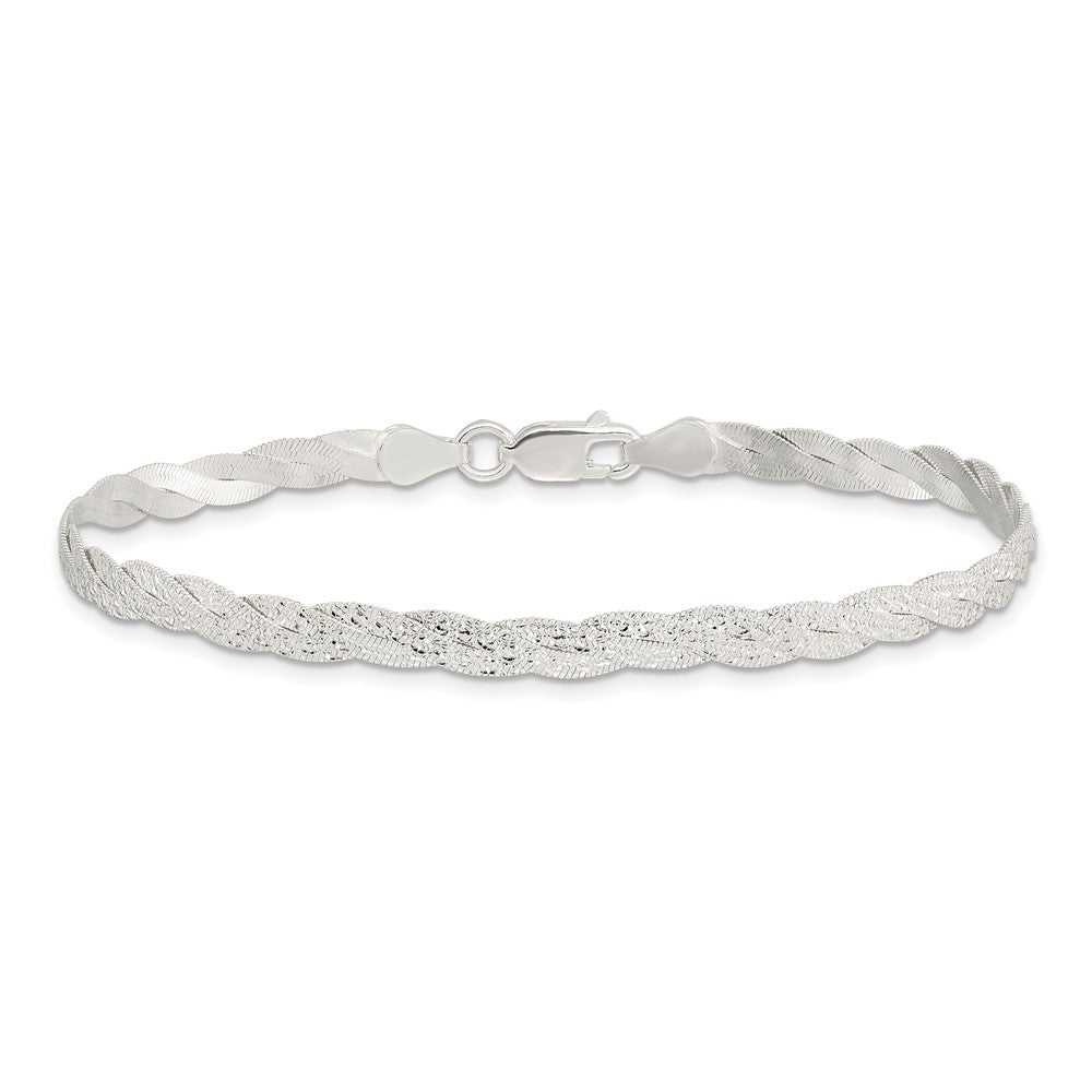 Sterling Silver Fancy Textured Reversible Braided Bracelet 7.5 inches