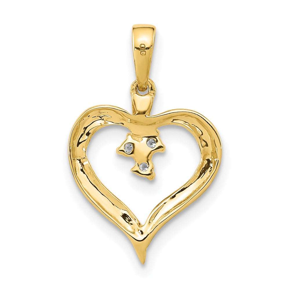 10k Polished Diamond Open Heart Pendant