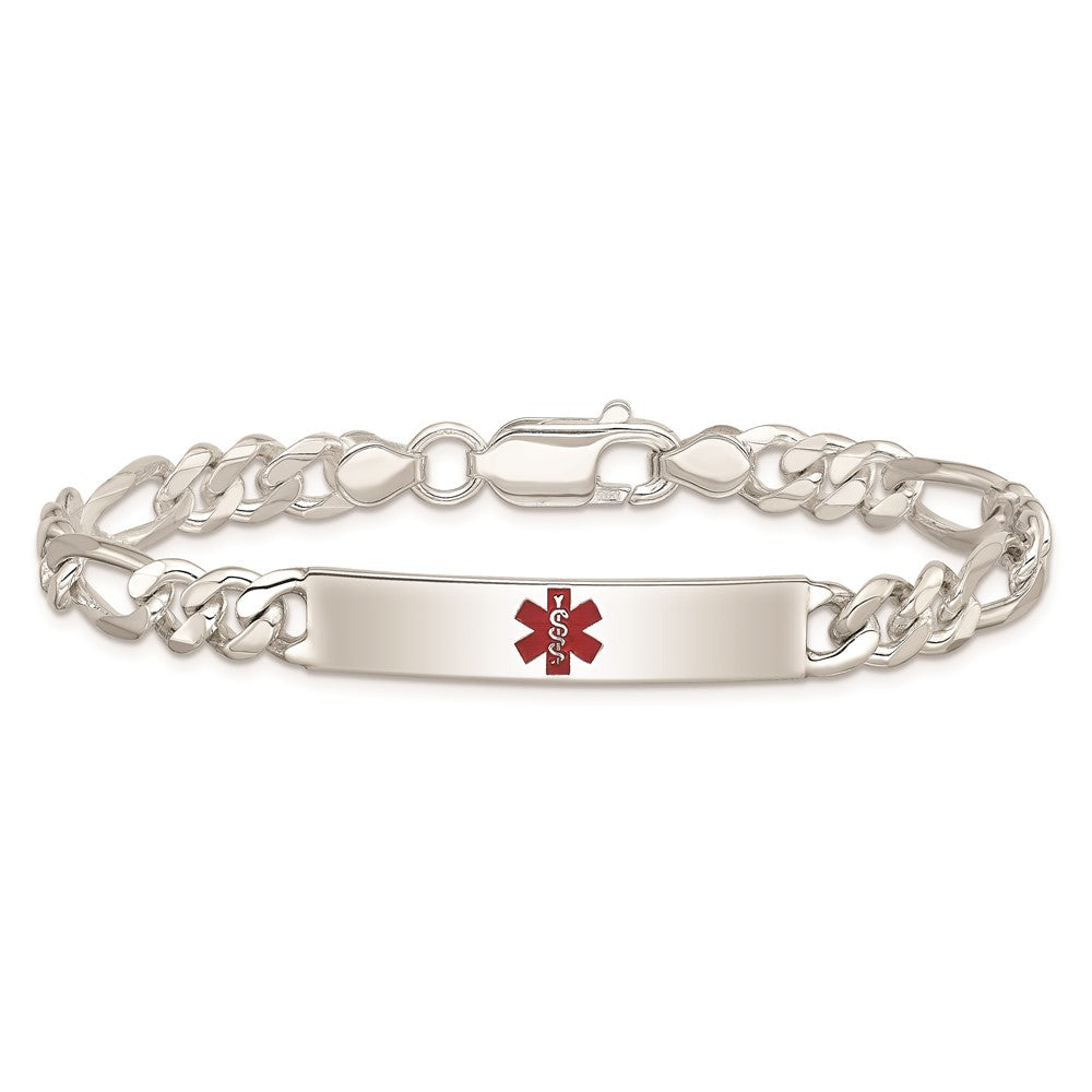 Sterling Silver Polished Medical Figaro Anchor Link ID Bracelet 7.5 inches