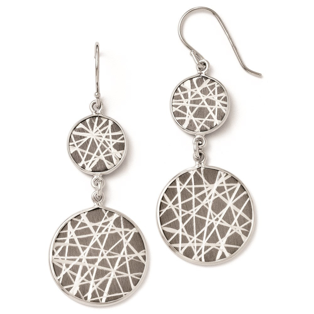 SS Ruthenium-plated Laser Design Shepherd Hook Earrings