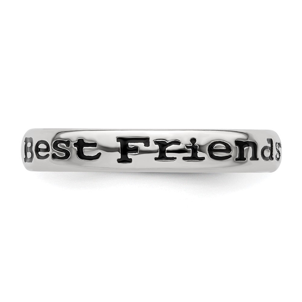 Sterling Silver Stackable Expressions Polished Enameled Friends Ring Size -6