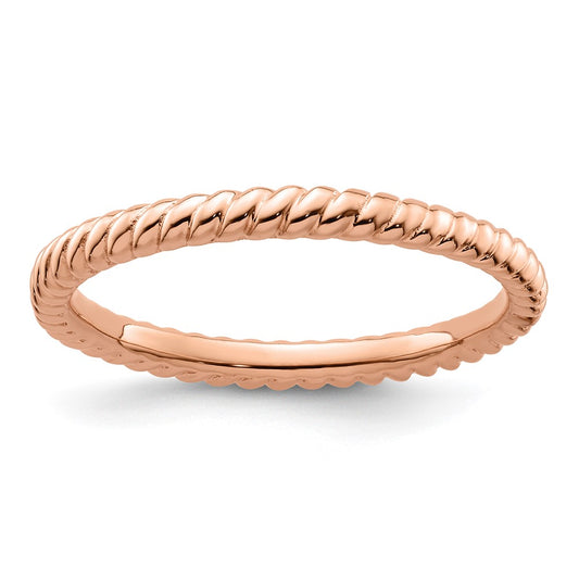 Sterling Silver Stackable Expressions Pink-plated Twisted Ring Size -5