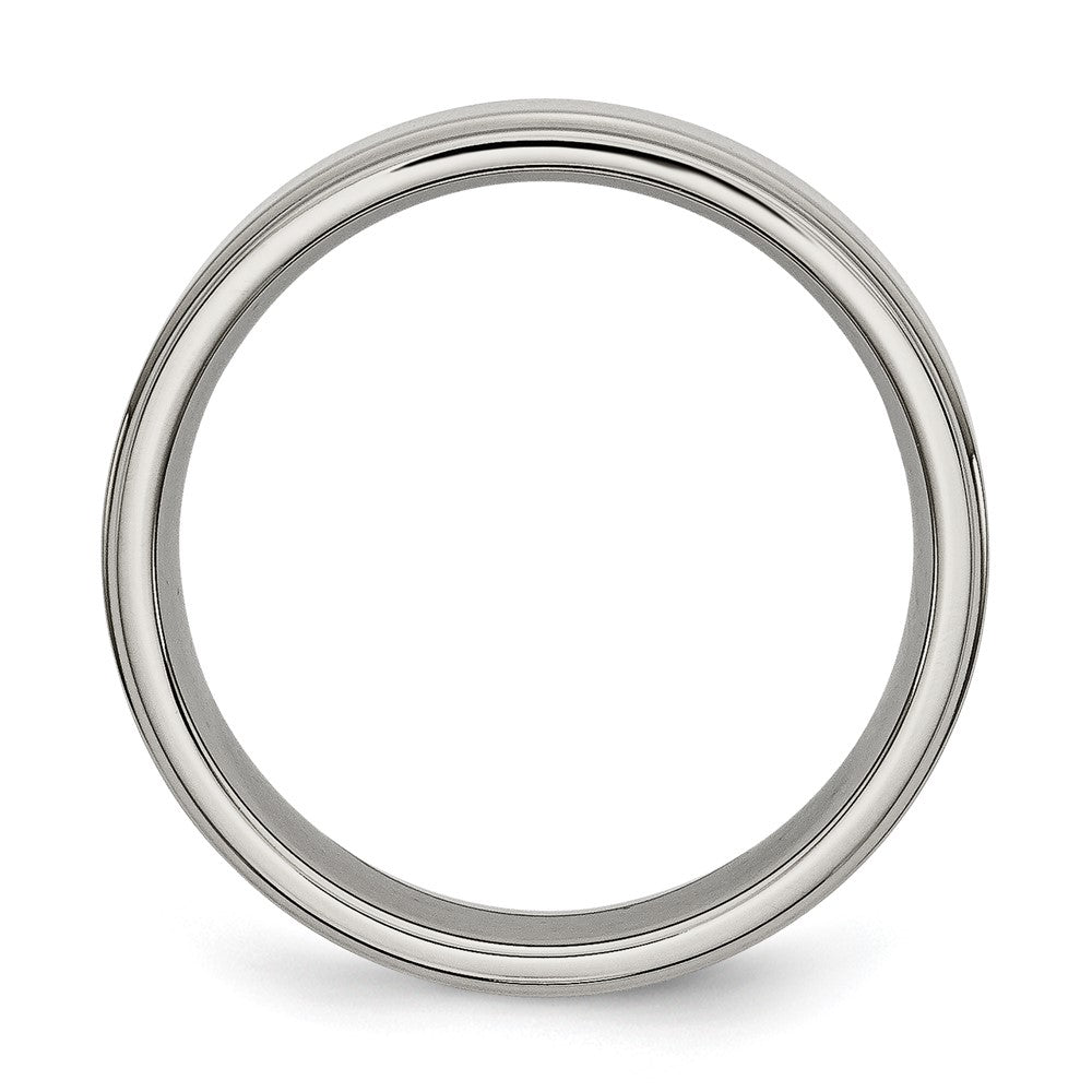 Titanium Polished 6mm Ridged Edge Band Size - 11