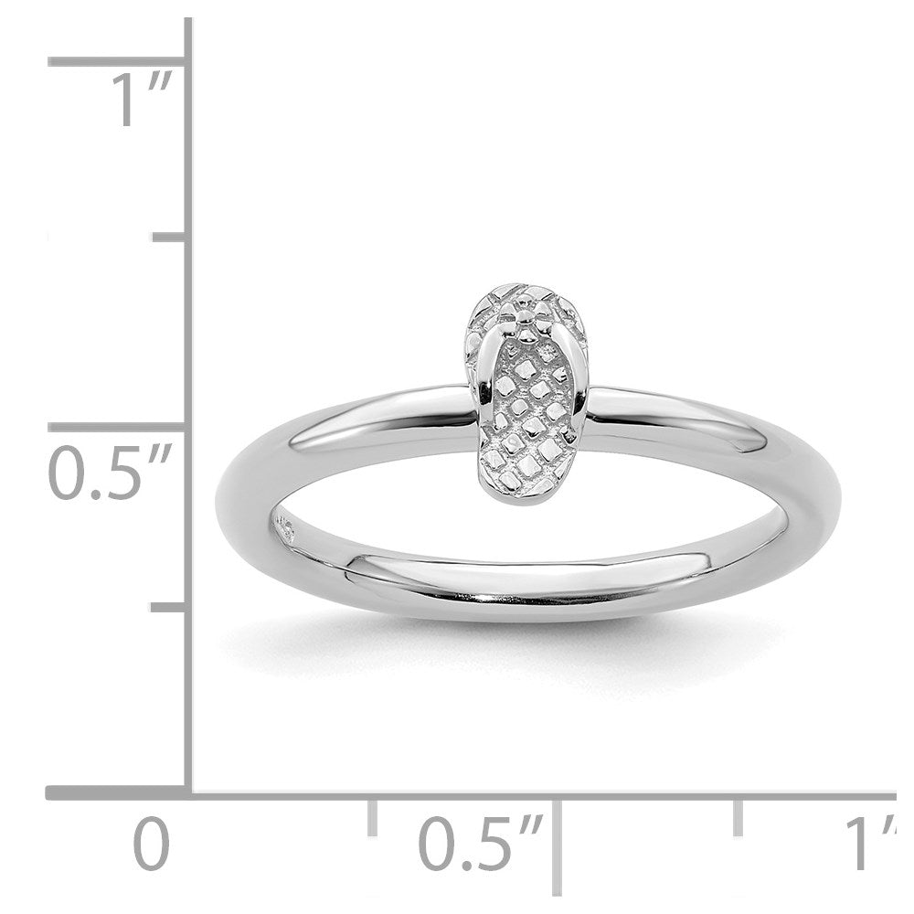 Sterling Silver Stackable Expressions Rhodium Flip Flop Ring Size -5