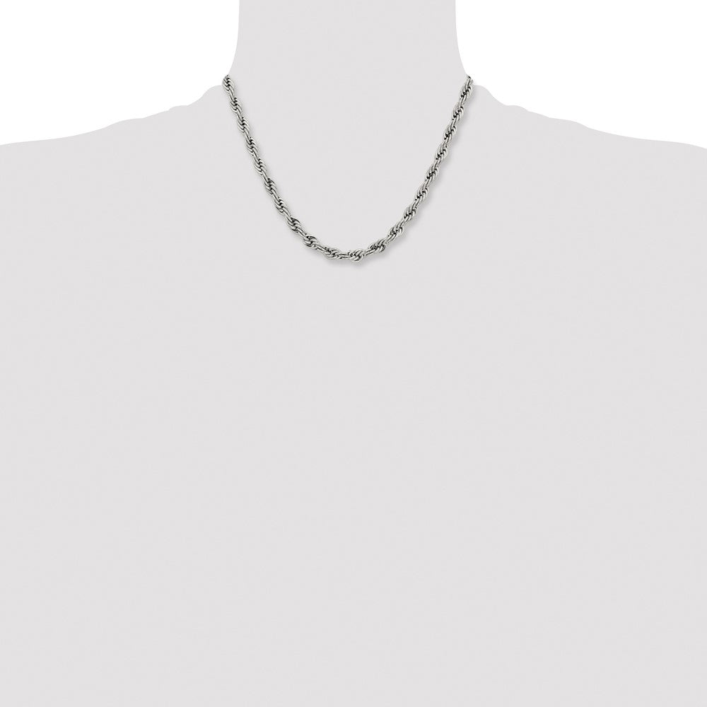 Stainless Steel Polished 7mm 18in Rope Chain