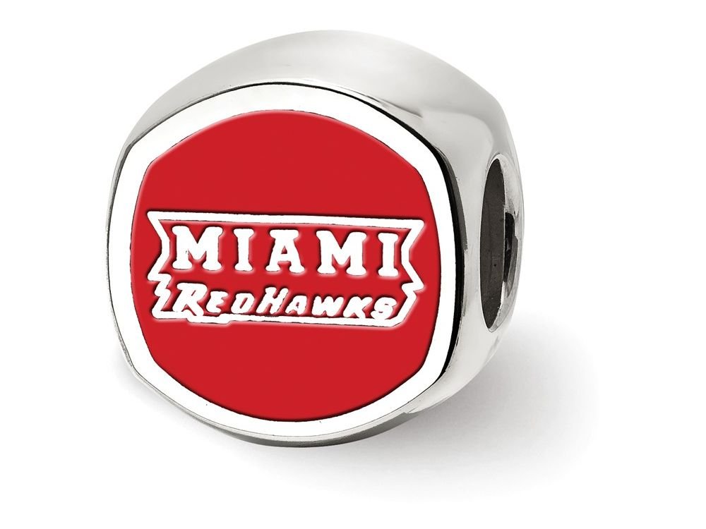 Sterling Silver Miami U Block M Cushion Shaped Logo Bead Charm