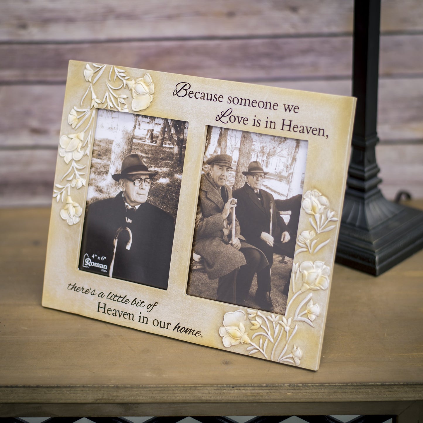 Heaven in Our Home 8.5 x 10 Embossed Resin Stone Double Table Top Photo Frame