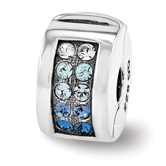 Sterling Silver Reflections Crystal Channel Blues Clip Bead