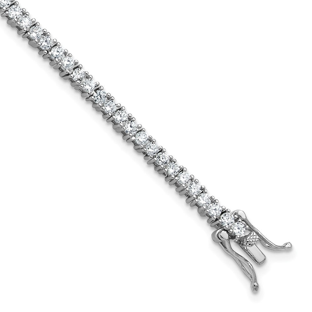 Cheryl M Sterling Silver Rhodium-plated Polished CZ with Safety Clasp Tennis Bracelet 6.75 inches