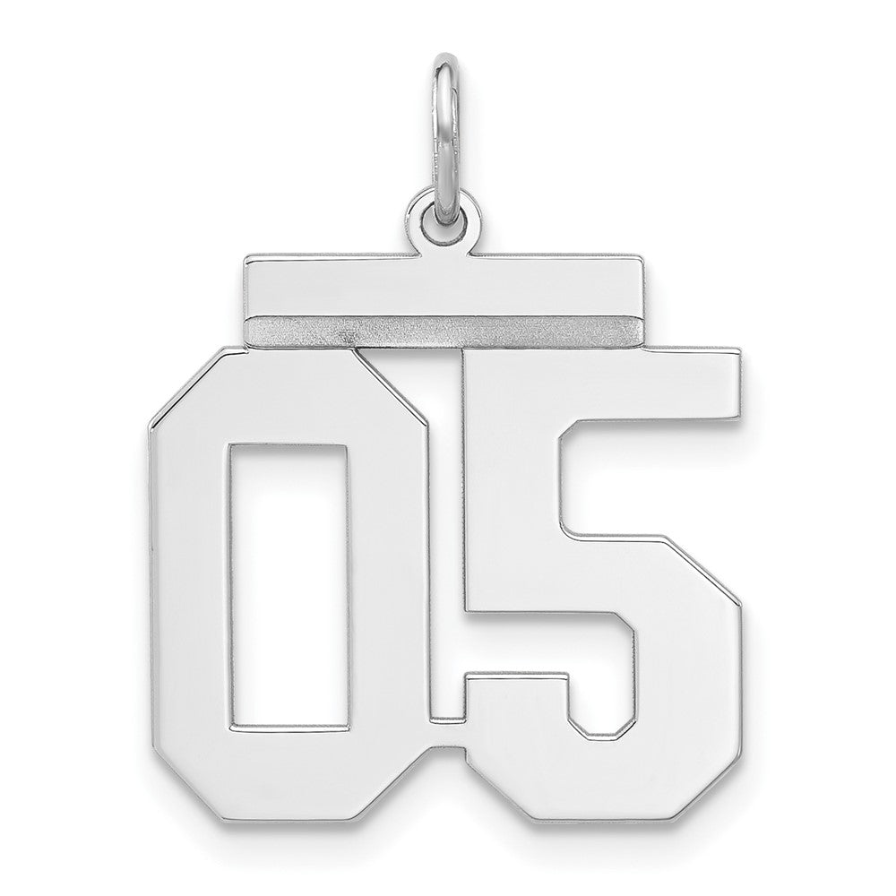 Sterling Silver Polished Medium Number 05 w/ Top Charm