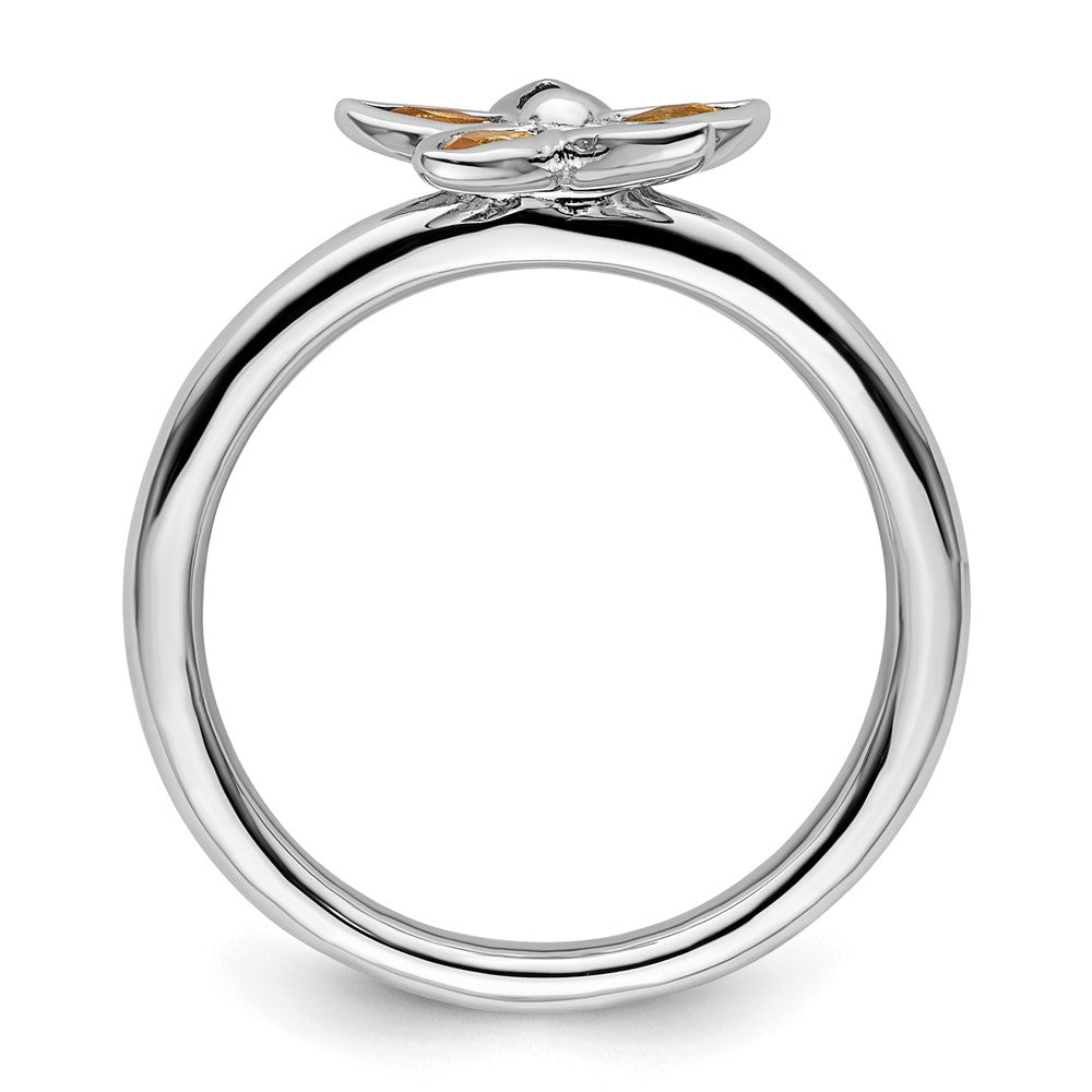 Sterling Silver Stackable Expressions Citrine Flower Ring Size -6