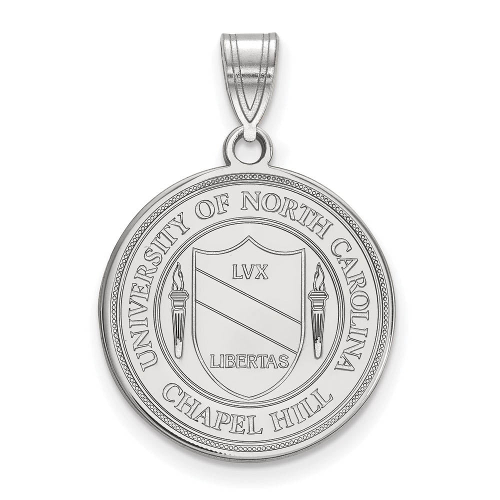 Sterling Silver Rhodium-plated LogoArt University of North Carolina Large Crest Pendant QSS058UNC
