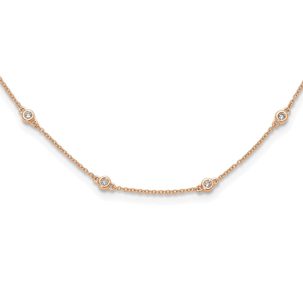 True Origin 14k Rose Gold 3/8 carat Lab Grown Diamond VS DEF Sixteen Station 16 inch Necklace
