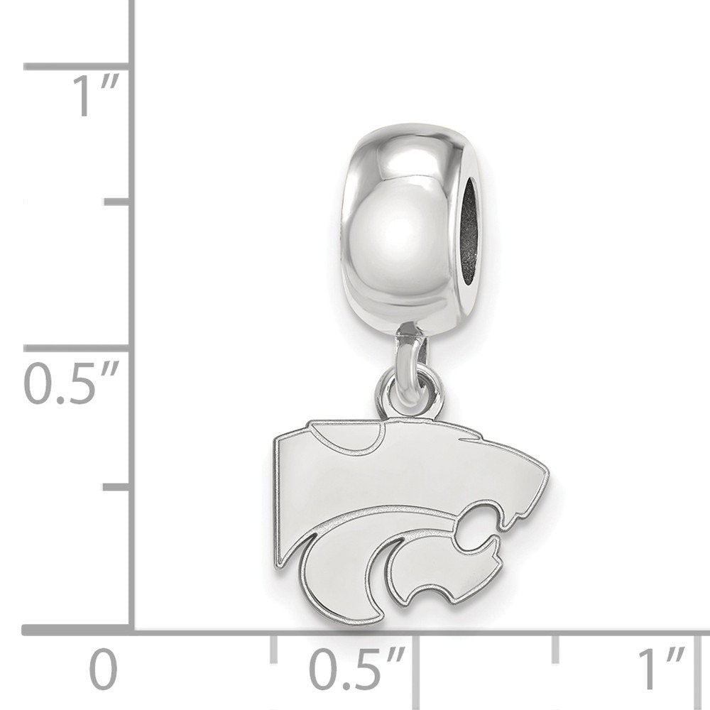 Sterling Silver Rhodium-plated LogoArt Kansas State University Wildcat Extra Small Dangle Bead Charm